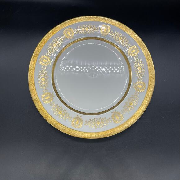 Coalport Lady Anne Dinner Plate with Gold Encrusted Bands & Scrolls Bone China - Picture 4 of 6